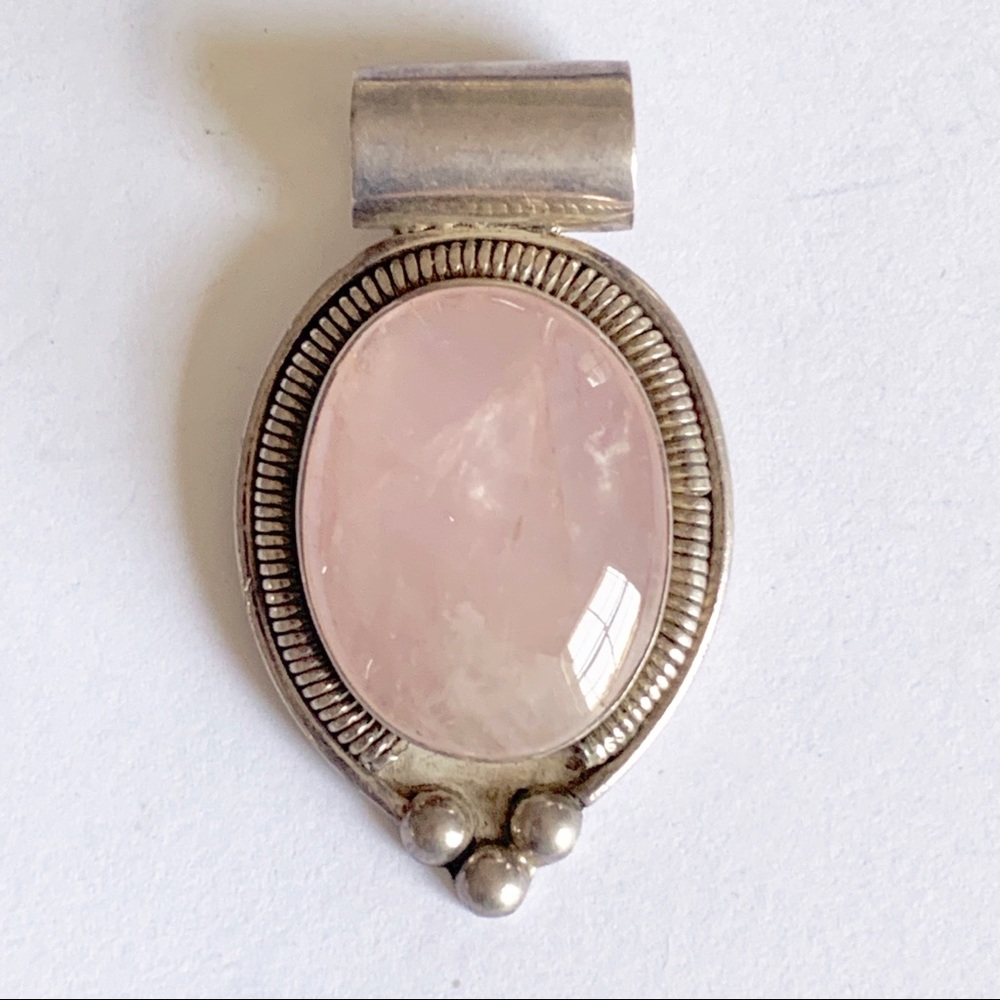 Rose Quartz & Sterling Pendant